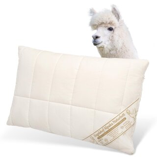 Alpaka Kissen | Engelshof Alpakas Münsterland | Kopfkissen | optimales Schlafkima | trocken & atmungsaktiv | mit Schurwollkügelchen gefüllt | 40x60cm