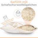 Alpaka Kissen | Engelshof Alpakas M&uuml;nsterland | Kopfkissen | optimales Schlafkima | trocken &amp; atmungsaktiv | mit Schurwollk&uuml;gelchen gef&uuml;llt | 40x60cm