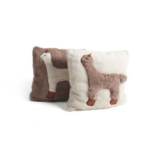 Engelshof Kuschelkissen Alpakaflor Kissen Braun "Gracia" (Alpaka Weiß)