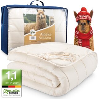 Alpaka Bettdecke | Engelshof Alpakas Münsterland | maximale Wärmeleistung | innen dreilagig | kein Hitzestau | Winterdecke Extra Warm Trio | 155x200cm