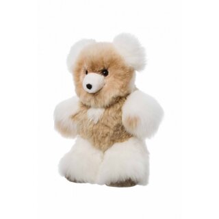 Fell-Teddy 50cm Alpaka-Kuscheltier von APU KUNTUR Braun-Weiß