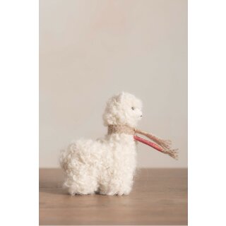 Plüsch Tier QÓNI Alpaka Wolle Dekoration 19,5 cm - ecru