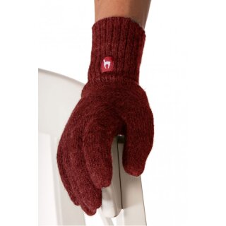 APU KUNTUR Fingerhandschuhe UNI aus Baby Alpaka Rot meliert XS
