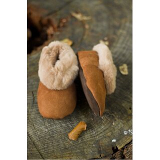 APU KUNTUR Alpaka FELL-PANTOFFELN mit Alpakafell Kragen für Kinder 27/28