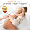 Alpaka Seitenschl&auml;ferkissen XXL | Engelshof Farm | Extra weich &amp; 75 cm lang | Farbe Braun | Alpaka Kissen | Kuscheltier f&uuml;r Erwachsene | Schlafhilfe