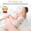 Alpaka Seitenschl&auml;ferkissen XXL | Engelshof Farm | Extra weich &amp; 75 cm lang | Farbe Rosa | Alpaka Kissen | Kuscheltier f&uuml;r Erwachsene | Schlafhilfe