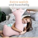 Alpaka Seitenschl&auml;ferkissen XXL | Engelshof Farm | Extra weich &amp; 130 cm lang | Farbe Rosa | Alpaka Kissen | Kuscheltier f&uuml;r Erwachsene | Schlafhilfe