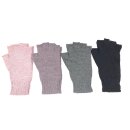 etiqueta blanca Halbfinger Handschuhe LUISA 100% Baby Alpaka Schwarz