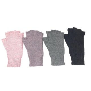 etiqueta blanca Halbfinger Handschuhe LUISA 100% Baby Alpaka Steelblue