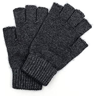 etiqueta blanca Halbfinger Handschuhe LUISA 100% Baby Alpaka Dunkelgrau