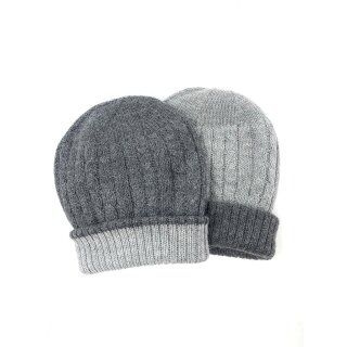 etiqueta blanca Wendemütze ISABELLE 100% Baby Alpaka Anthrazit/Silber