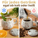 Engelshof Alpakatasse, Teetasse, Kaffeetasse, Alpaka Tasse mit Deckel in Grau