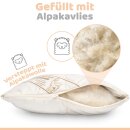 Alpaka Kissen | Engelshof Alpakas M&uuml;nsterland | Kopfkissen | optimales Schlafkima | trocken &amp; atmungsaktiv | mit Alpakawollk&uuml;gelchen gef&uuml;llt | 40x40cm