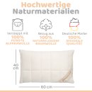 Alpaka Kissen | Engelshof Alpakas M&uuml;nsterland | Kopfkissen | optimales Schlafkima | trocken &amp; atmungsaktiv | mit Alpakawollk&uuml;gelchen gef&uuml;llt | 40x60cm