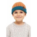 APU KUNTUR Alpaka M&uuml;tze SUAVE aus Alpaka-Baumwollmix Orange-Petrol