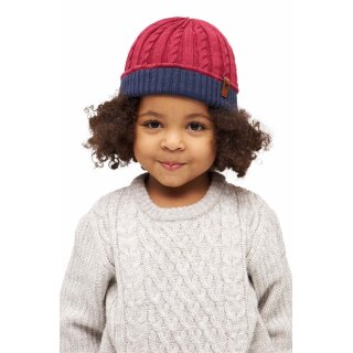 APU KUNTUR Alpaka Mütze ELISUAVE aus Alpaka-Baumwollmix Weinrot-Dunkelblau