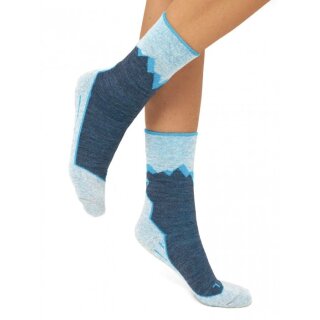 Alpaka Wandersocken aus 60 % Alpaka – APU KUNTUR Outdoor Komfort navy-türkis 39-41