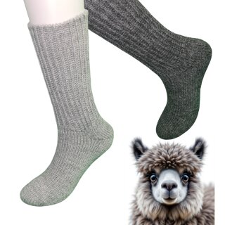 Alpaka Kuschelsocken  100% Alpakawolle 48-49 Grau