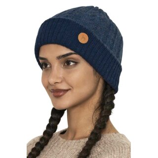 APU KUNTUR Alpaka Mütze SUAVE aus Alpaka-Baumwollmix Blau